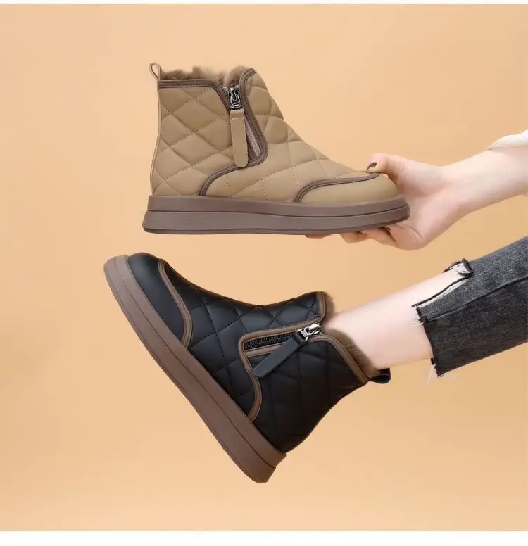 Women Fleece Lined Snow Boots Black Thick Winter — feature 10