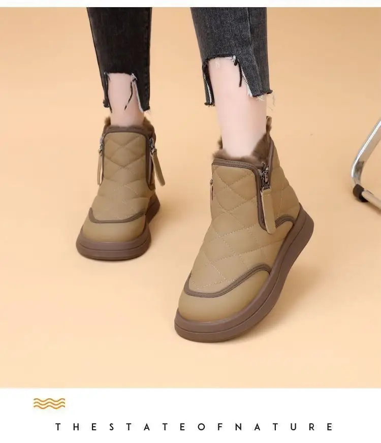 Women Fleece Lined Snow Boots Black Thick Winter — feature 11