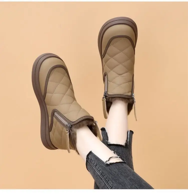 Women Fleece Lined Snow Boots Black Thick Winter — feature 12