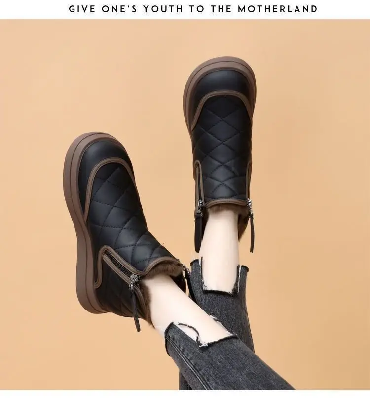 Women Fleece Lined Snow Boots Black Thick Winter — feature 13