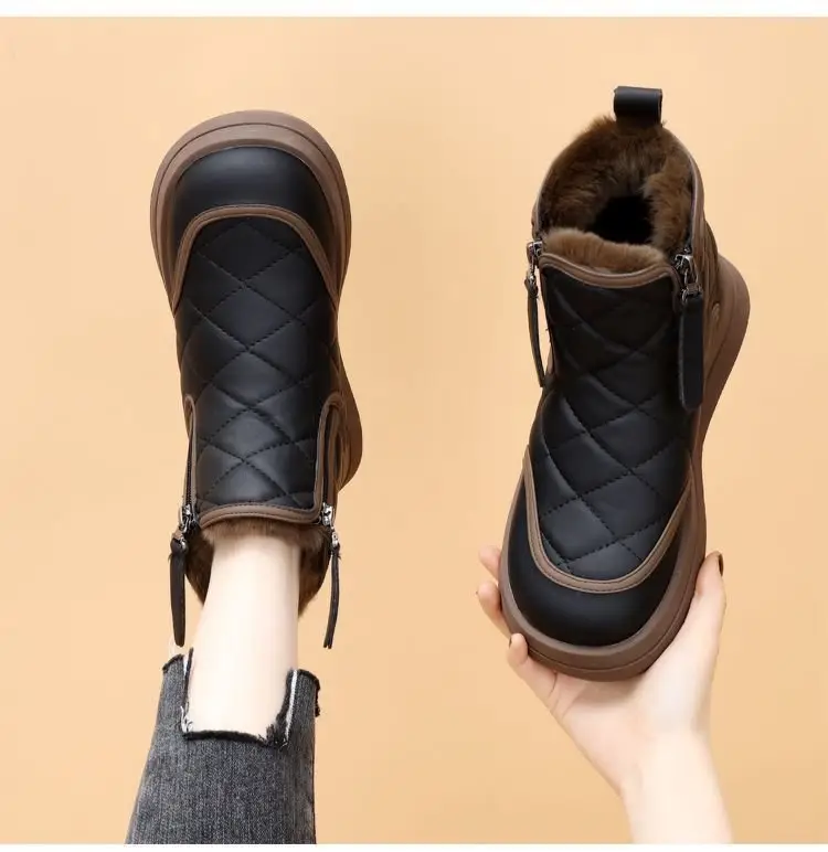 Women Fleece Lined Snow Boots Black Thick Winter — feature 15