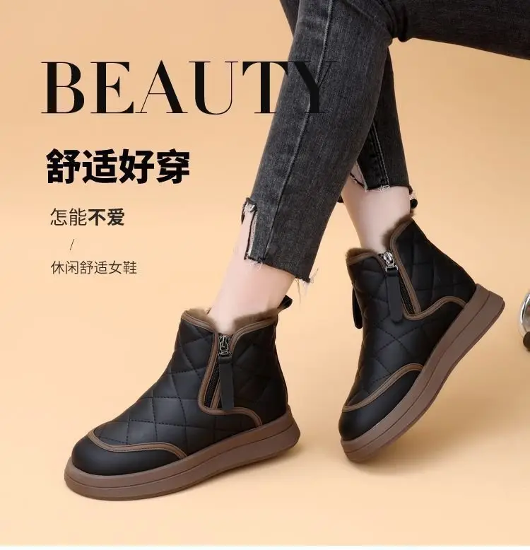 Women Fleece Lined Snow Boots Black Thick Winter — feature 3