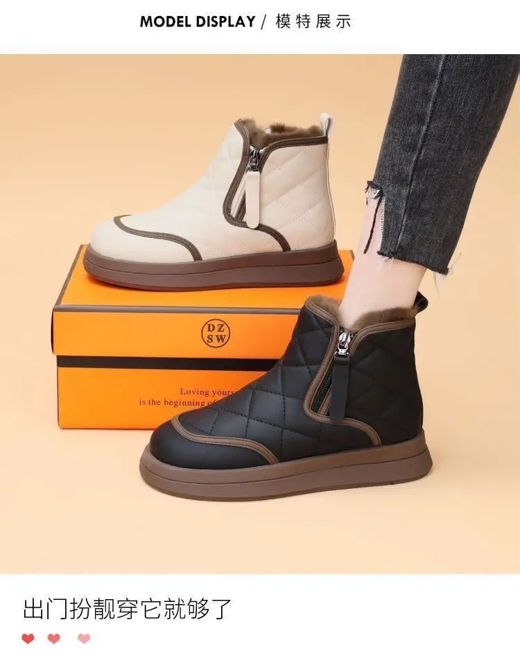 Women Fleece Lined Snow Boots Black Thick Winter — feature 9