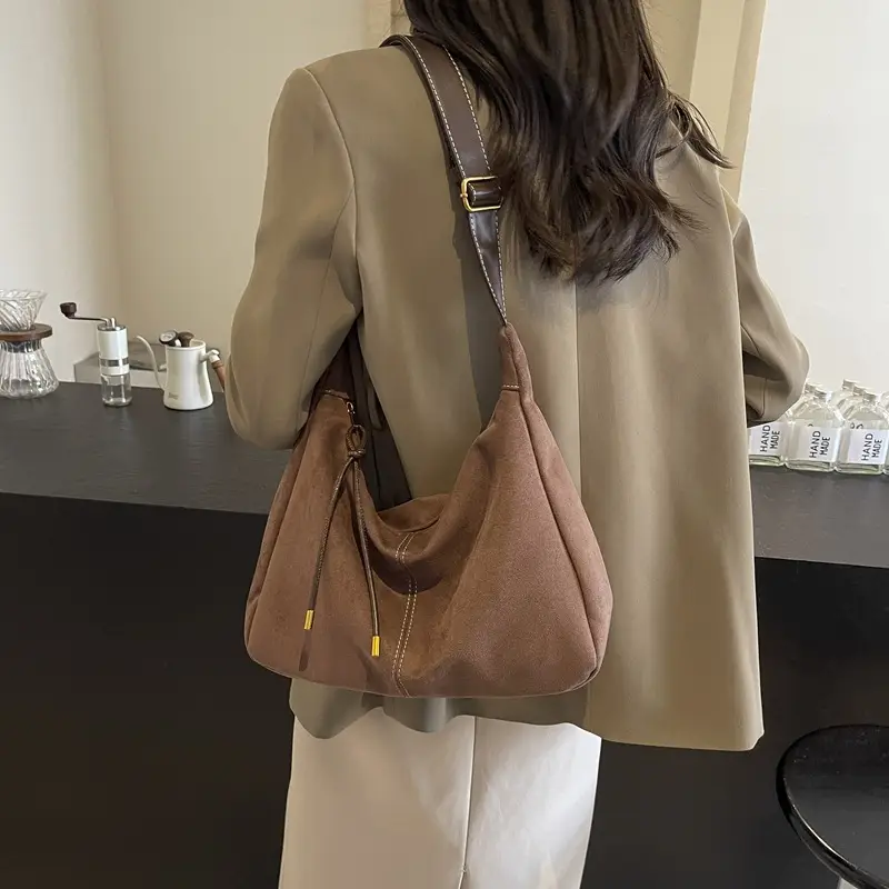 Women's Crossbody Bag Beige Brown Leather Shoulder Bag - Image 6