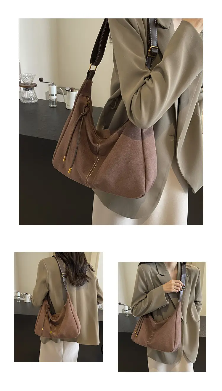 Women's Crossbody Bag Beige Brown Leather Shoulder Bag — feature 11