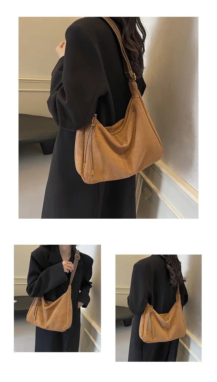 Women's Crossbody Bag Beige Brown Leather Shoulder Bag — feature 12