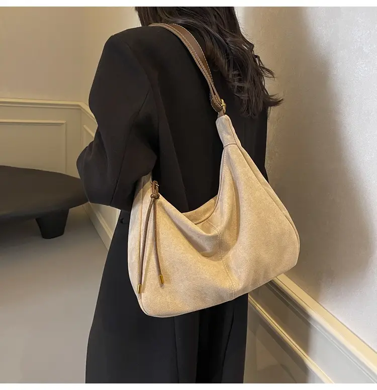 Women's Crossbody Bag Beige Brown Leather Shoulder Bag — feature 18