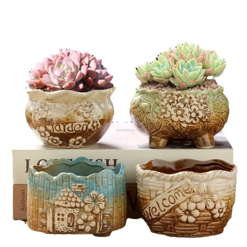 Wholesale Dropshipping Succulent Flower Pots Ceramic Clearance Sale Special Price Large Diameter Small Diameter Exquisite Small Breathable Ceramic