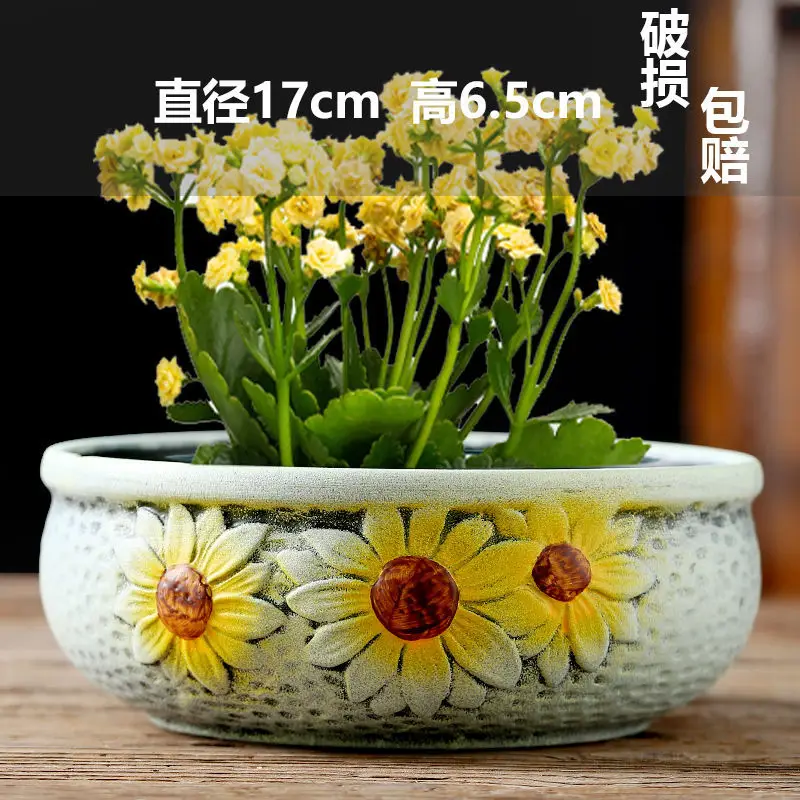 Wholesale Dropshipping Succulent Flower Pots Ceramic Clearance Sale Special Price Large Diameter Small Diameter Exquisite Small Breathable Ceramic