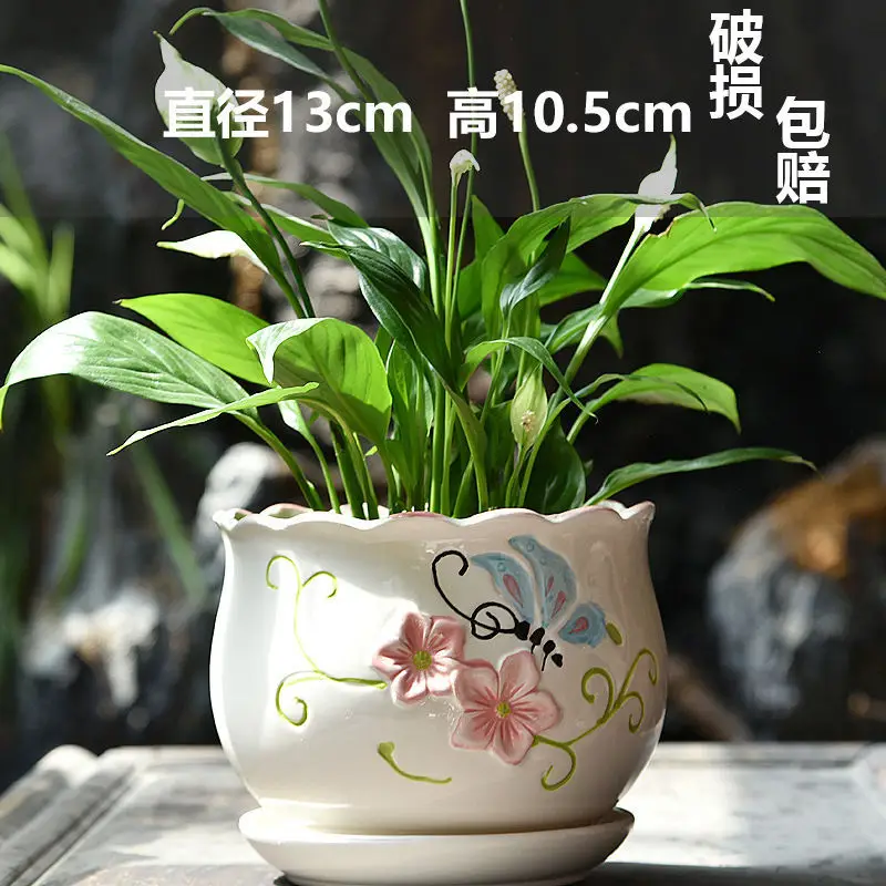 Wholesale Dropshipping Succulent Flower Pots Ceramic Clearance Sale Special Price Large Diameter Small Diameter Exquisite Small Breathable Ceramic