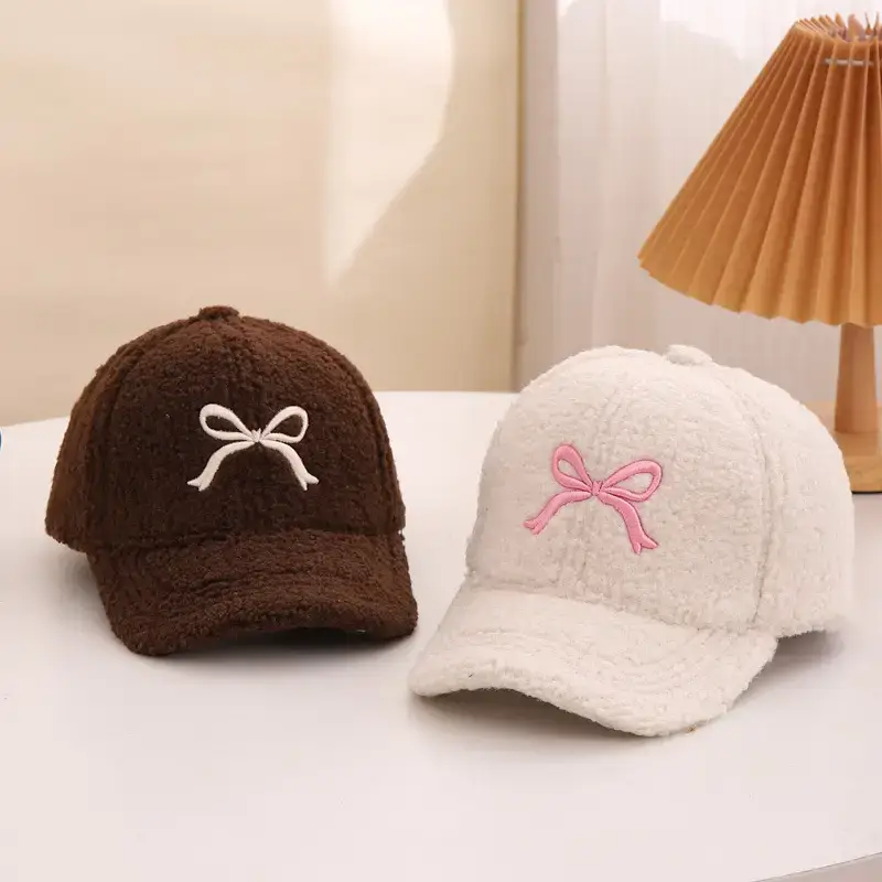 Winter Sweet Embroidered Bow Cap for Girls