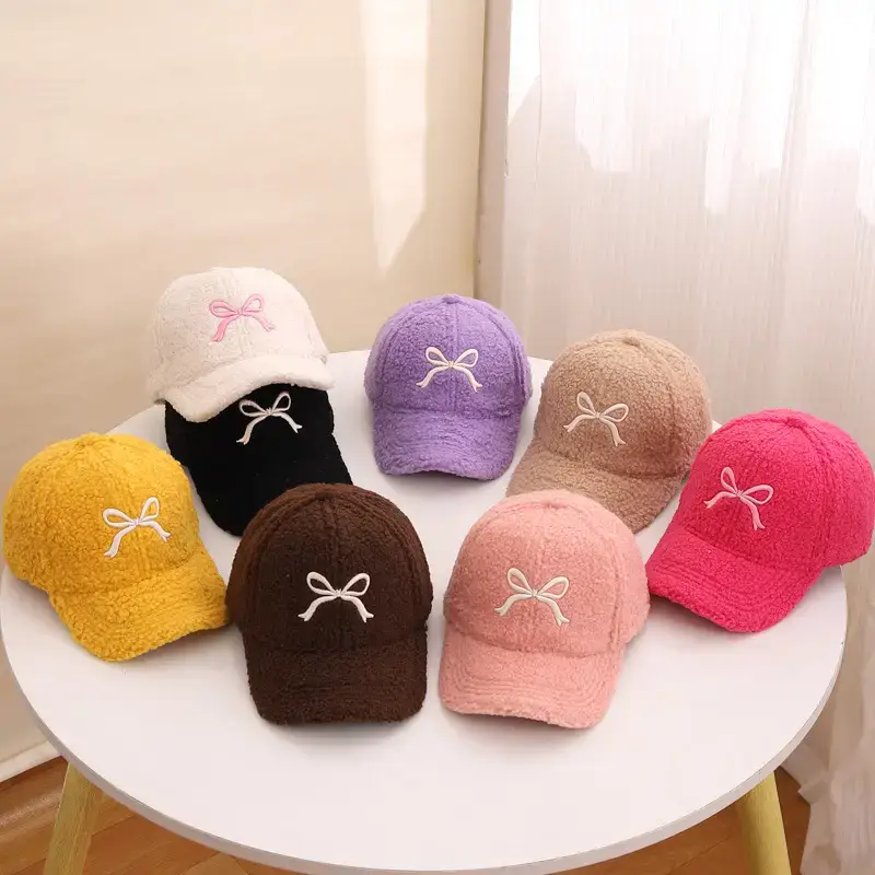 Winter Sweet Embroidered Bow Cap for Girls