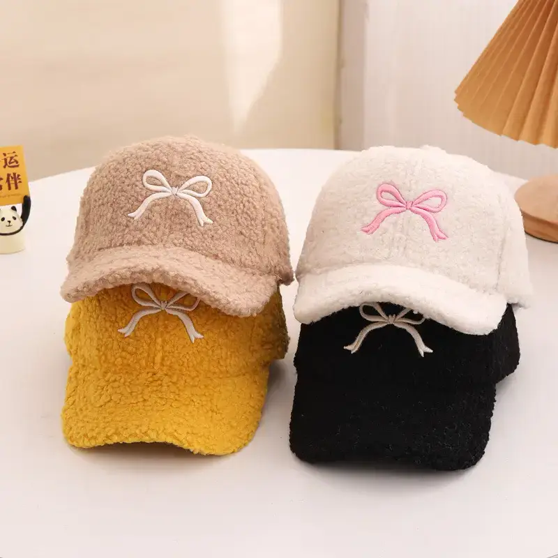 Winter Sweet Embroidered Bow Cap for Girls