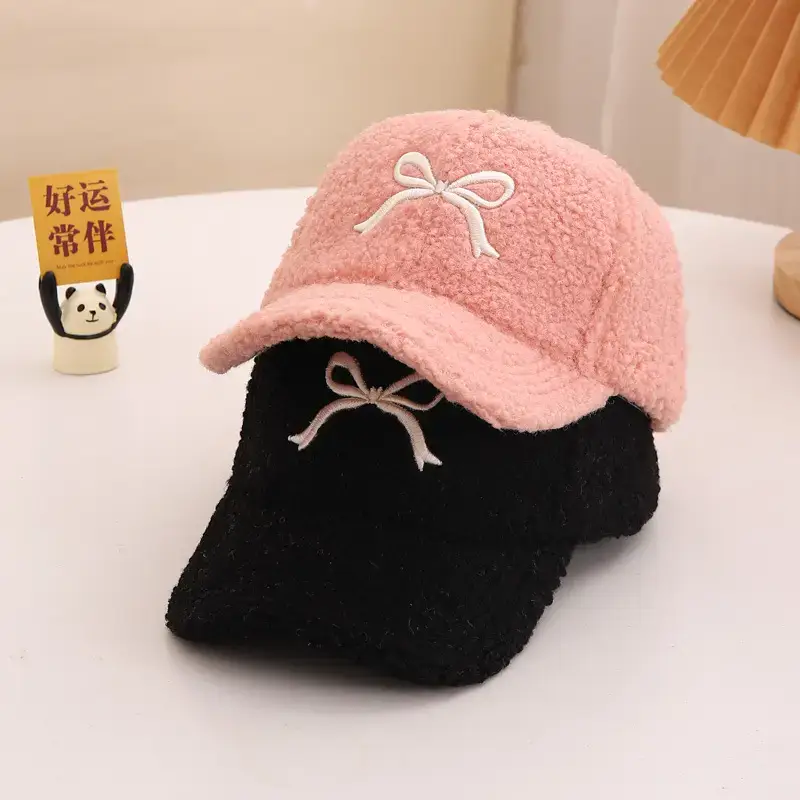 Winter Sweet Embroidered Bow Cap for Girls