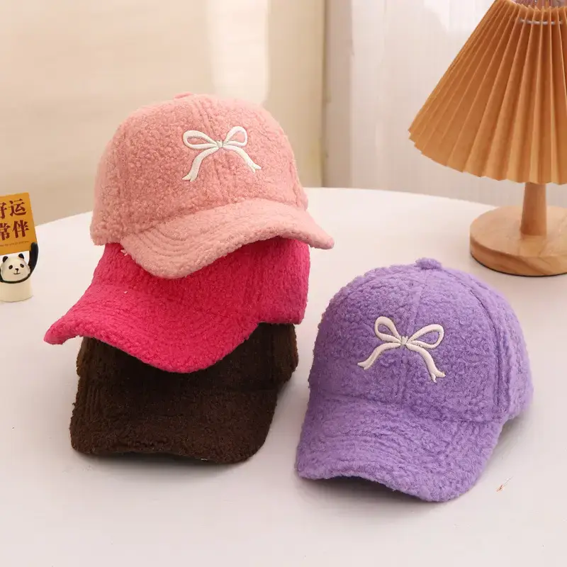 Winter Sweet Embroidered Bow Cap for Girls — feature 3