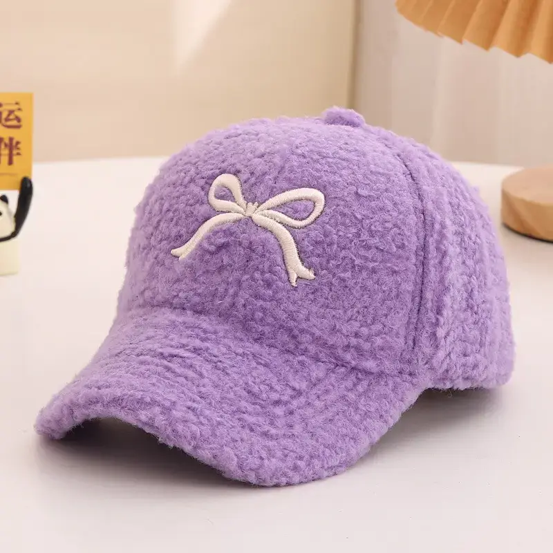 Winter Sweet Embroidered Bow Cap for Girls