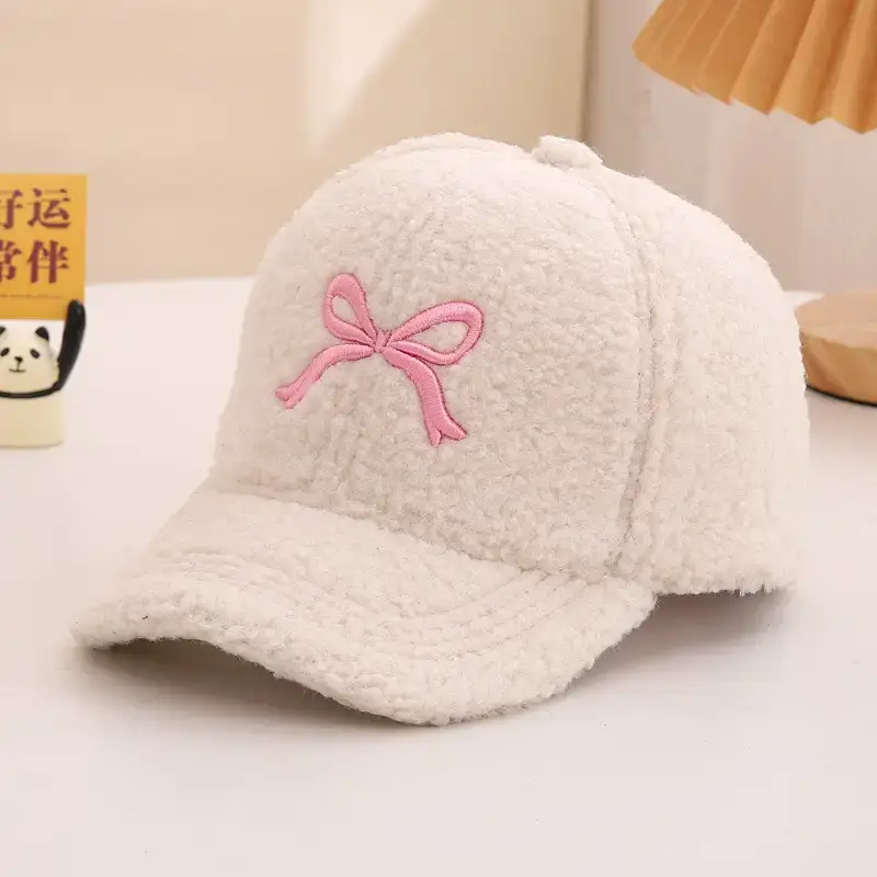 Winter Sweet Embroidered Bow Cap for Girls