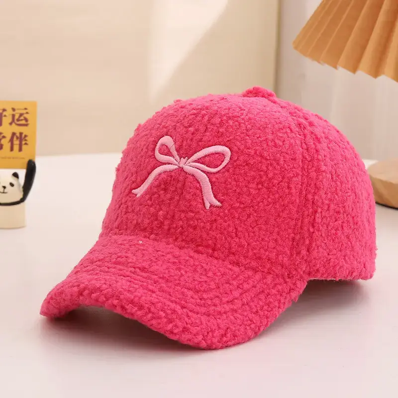 Winter Sweet Embroidered Bow Cap for Girls
