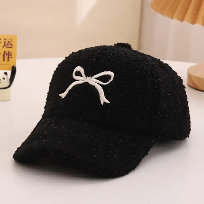 Winter Sweet Embroidered Bow Cap for Girls