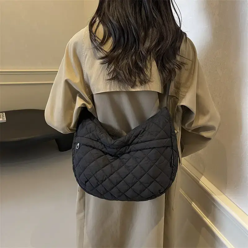Orange Quilted Shoulder Bag for Women - Image 8