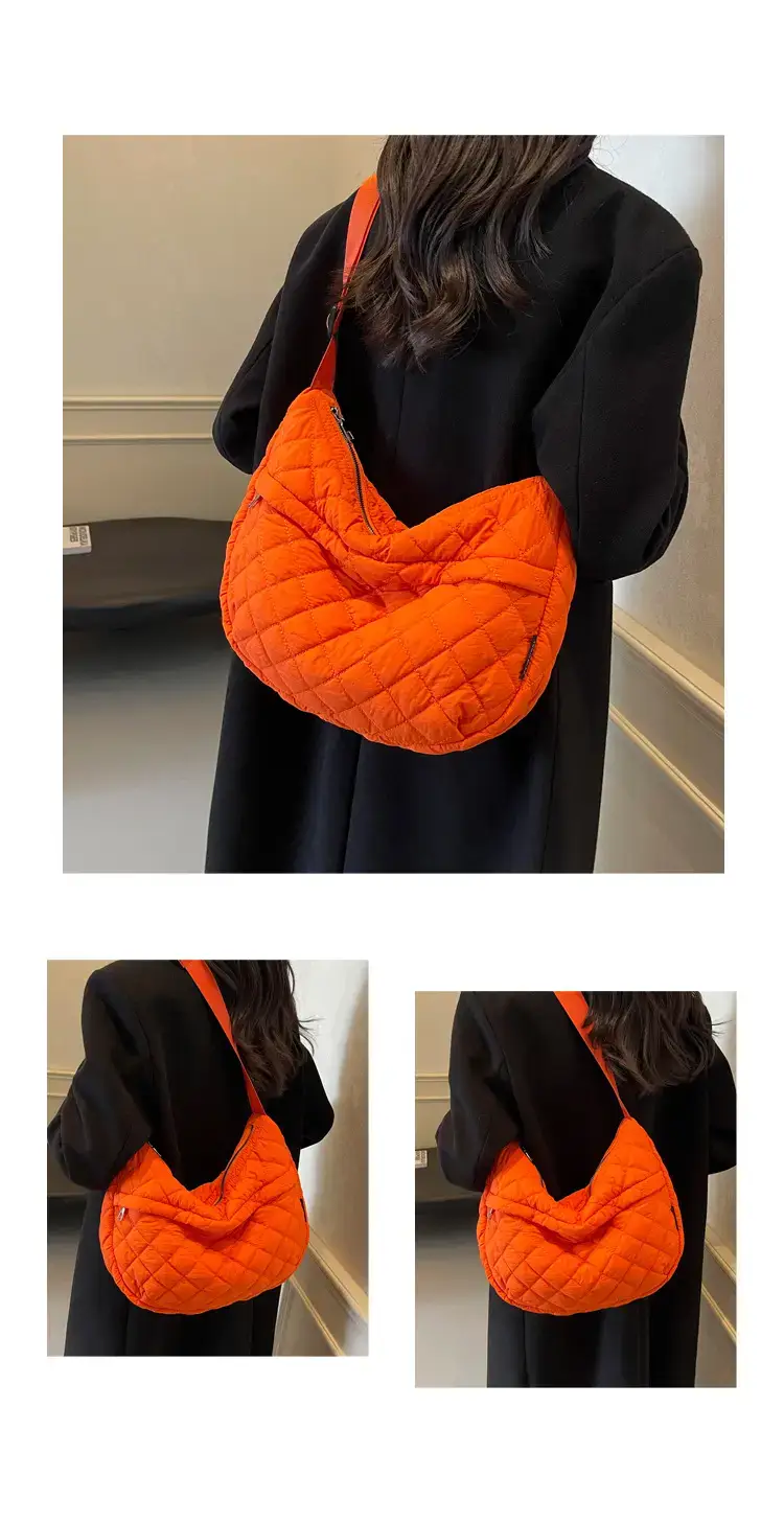 Orange Quilted Shoulder Bag for Women — feature 14