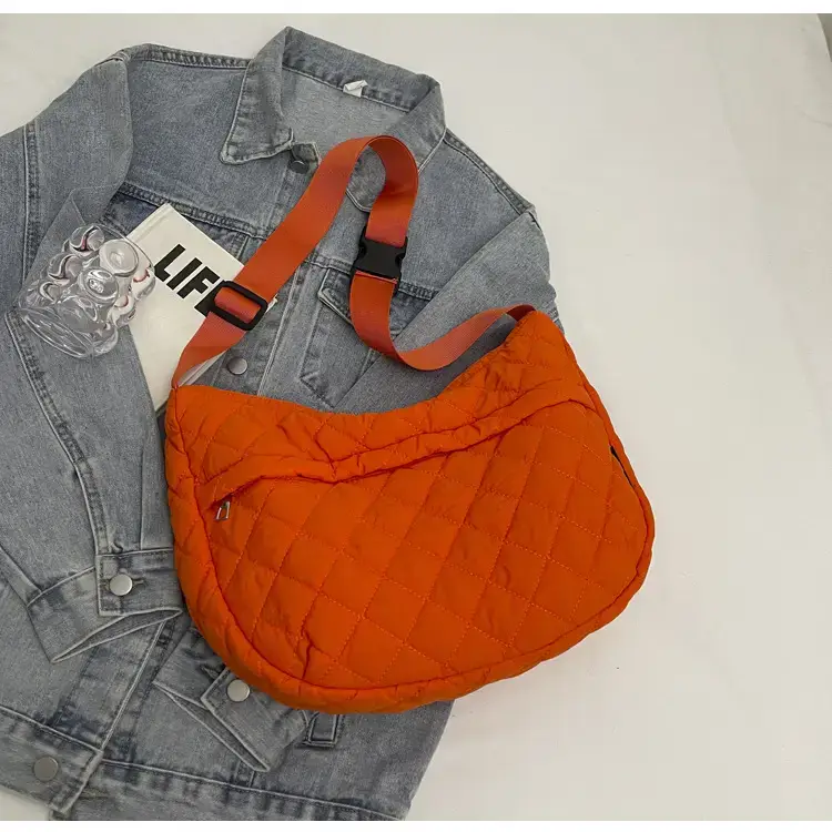 Orange Quilted Shoulder Bag for Women — feature 30