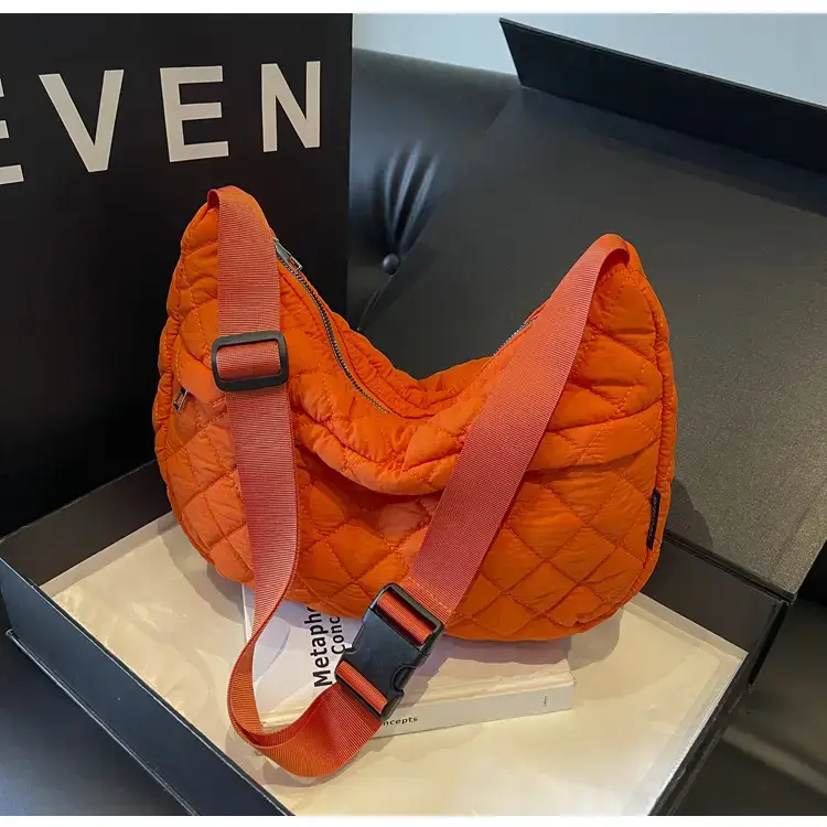 Orange Quilted Shoulder Bag for Women — feature 36