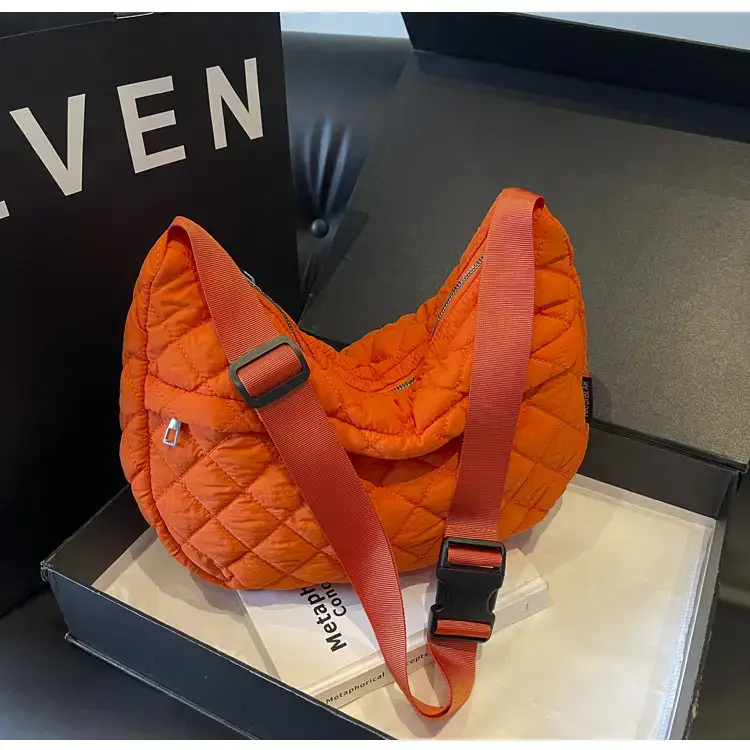 Orange Quilted Shoulder Bag for Women — feature 37