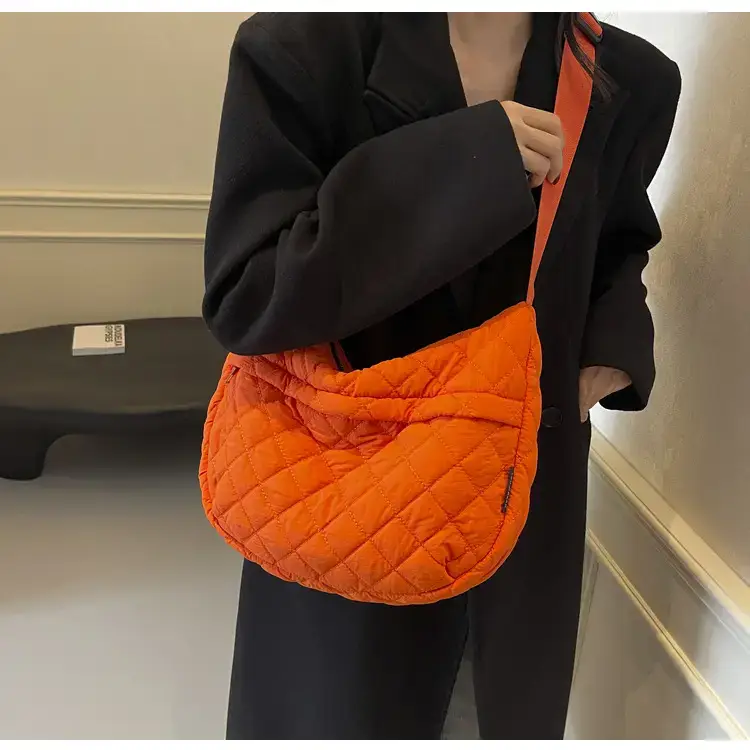 Orange Quilted Shoulder Bag for Women — feature 40