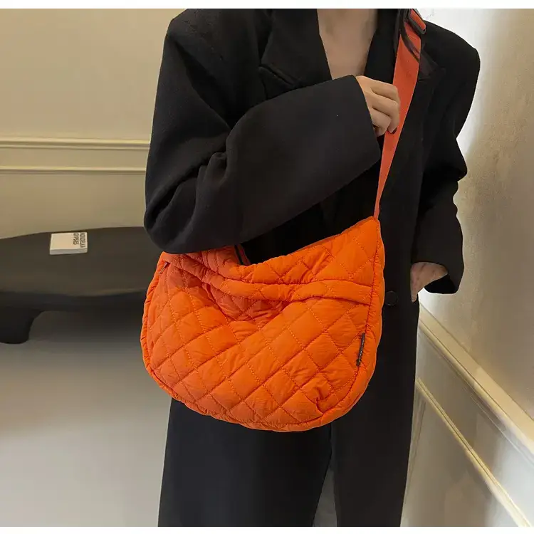 Orange Quilted Shoulder Bag for Women — feature 41