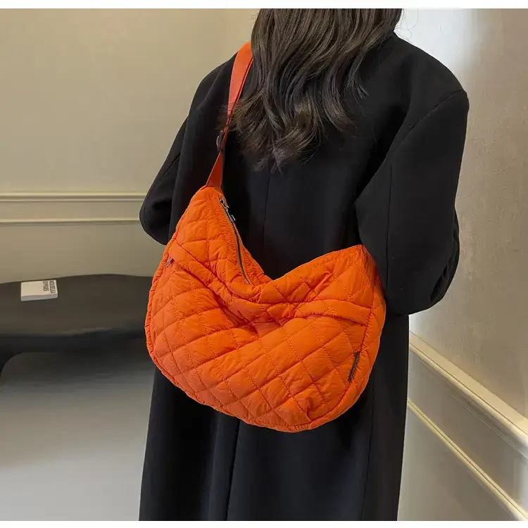 Orange Quilted Shoulder Bag for Women — feature 43