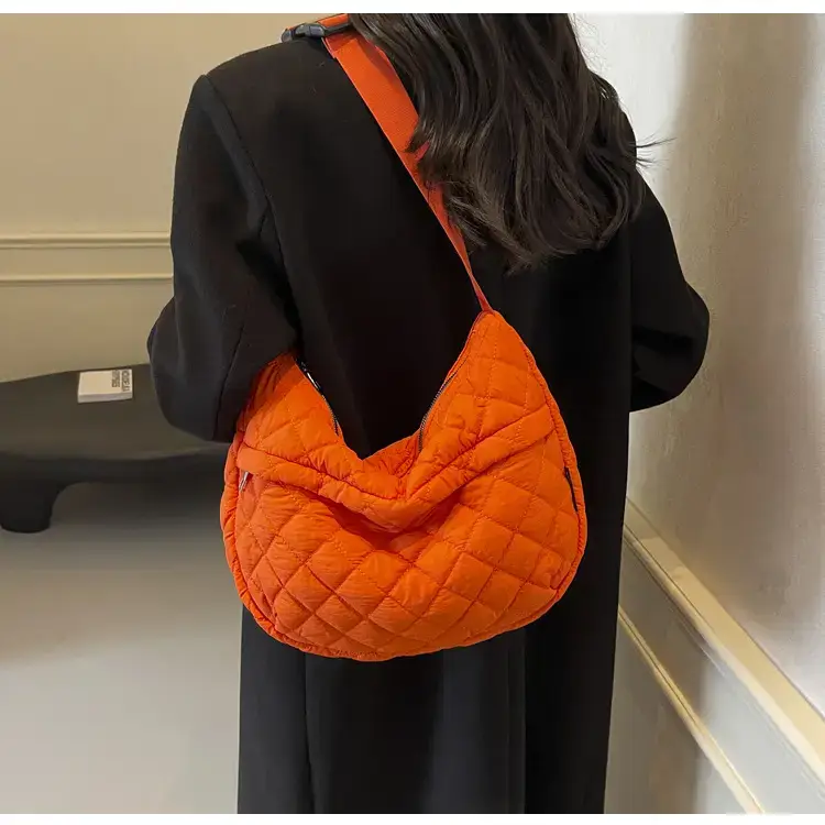 Orange Quilted Shoulder Bag for Women — feature 45