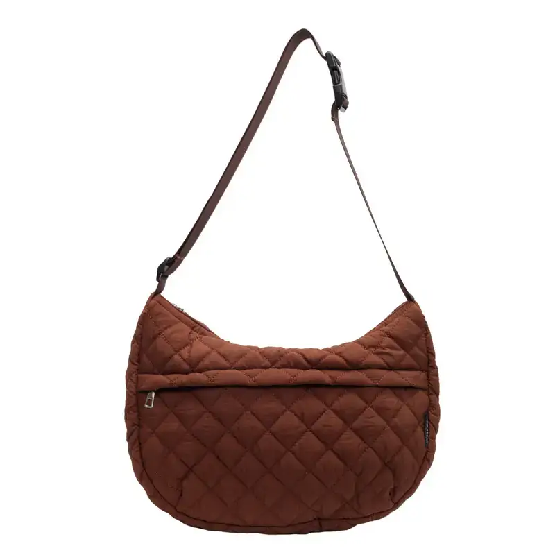 Orange Quilted Shoulder Bag for Women - Image 5
