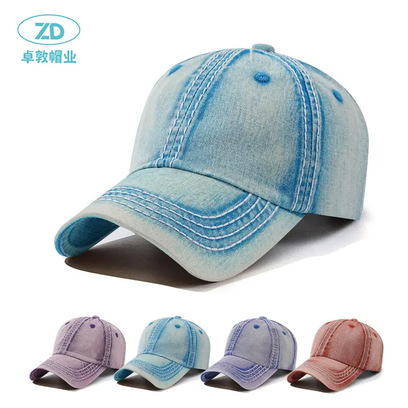 Purple Japanese Style Washed Cotton Baseball Cap for Men - Image 6
