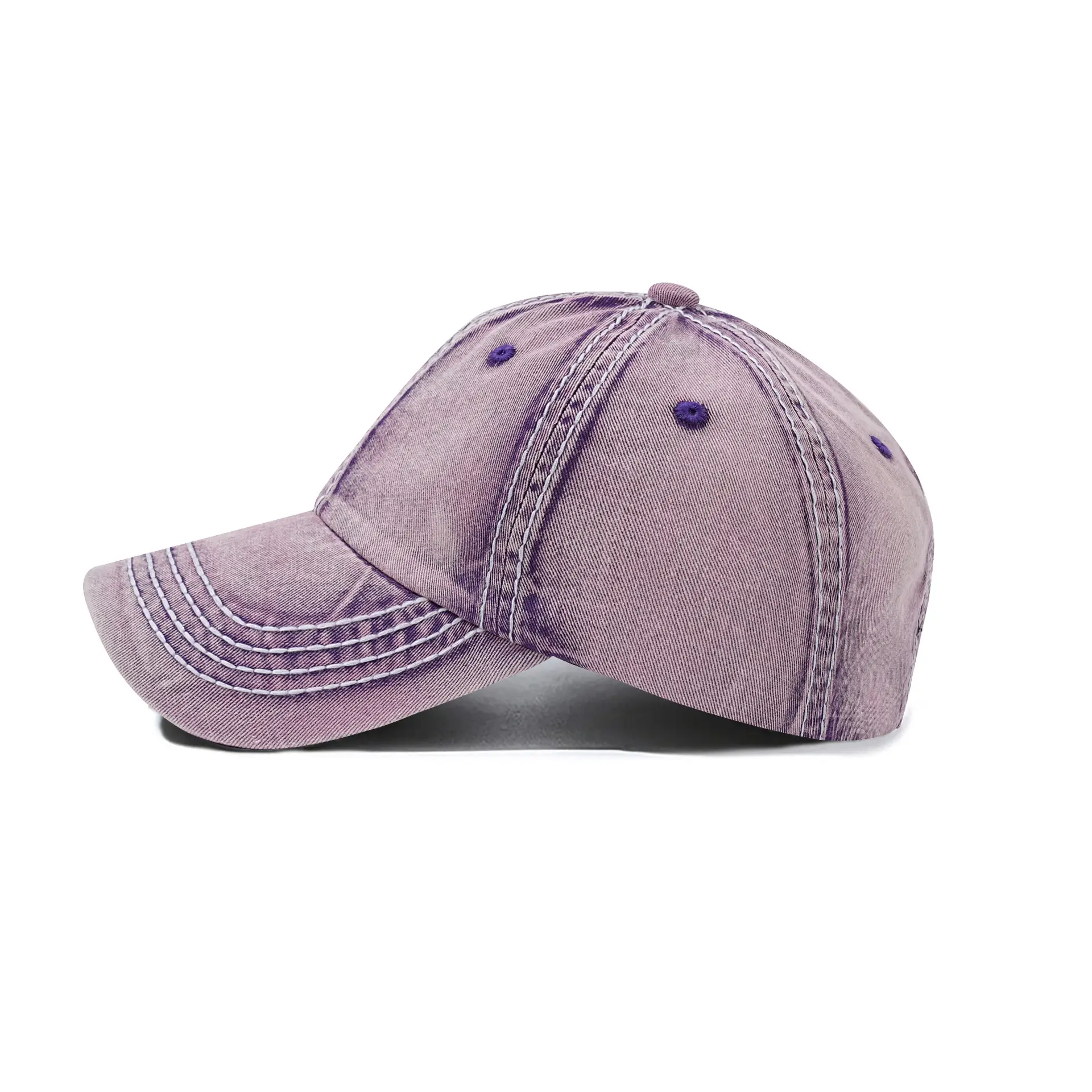 Purple Japanese Style Washed Cotton Baseball Cap for Men - Image 9