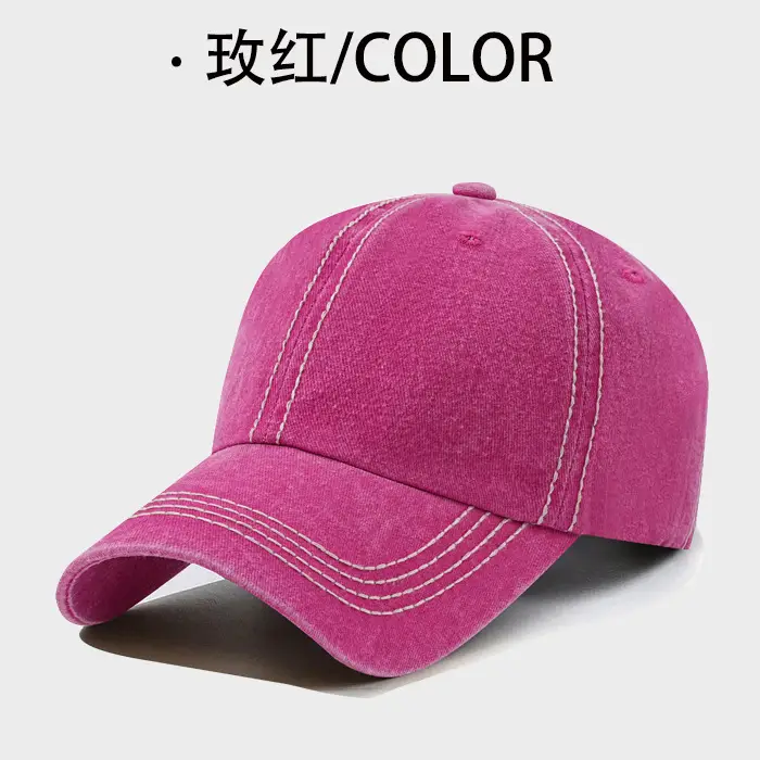 Purple Japanese Style Washed Cotton Baseball Cap for Men - Image 5