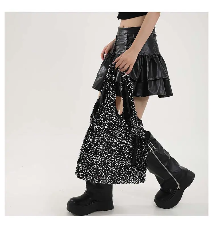 Black Sequin Shoulder Bag Women Large Capacity 2024 — feature 13