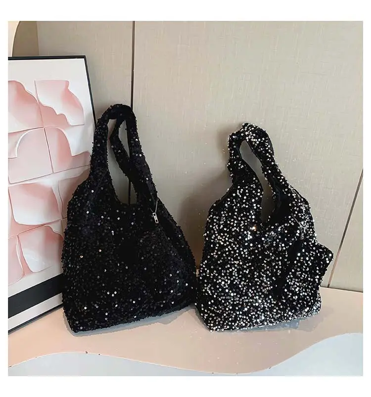 Black Sequin Shoulder Bag Women Large Capacity 2024 — feature 25