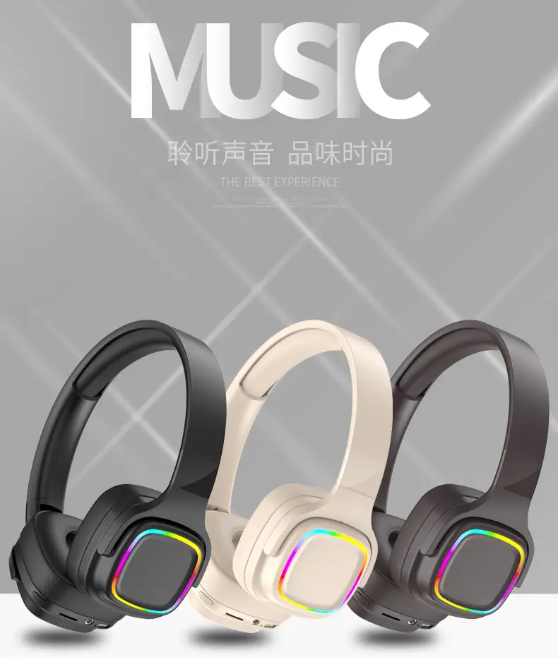 Wireless Bluetooth Headset with Rainbow Light & Long Battery β feature 1