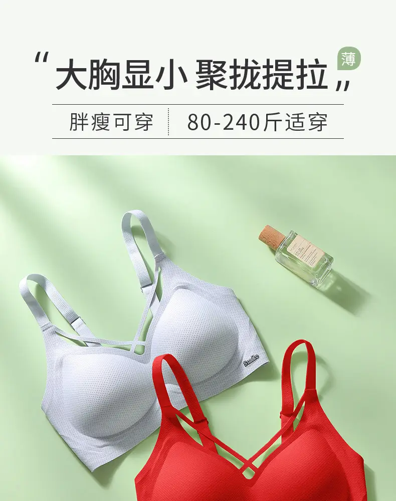 Traceless Underwear No Steel Rings Big Chest Shown Small Fat Girls Plus Size Bra — feature 1