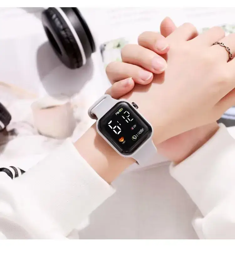 Women's Digital Watch with Pink & White Bands — feature 5