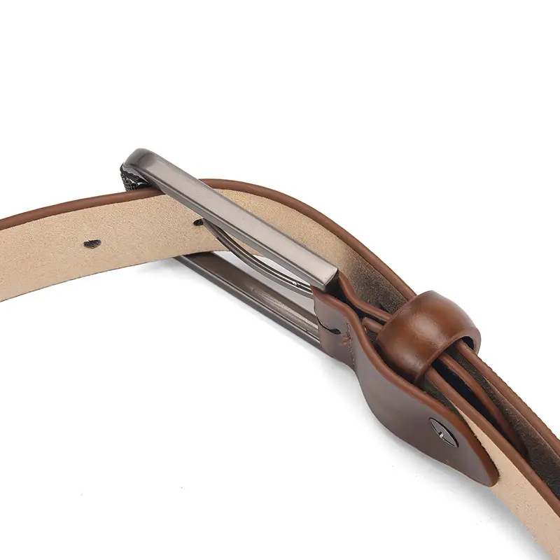 Men's Brown Genuine Leather Pin Buckle Belt - Image 7