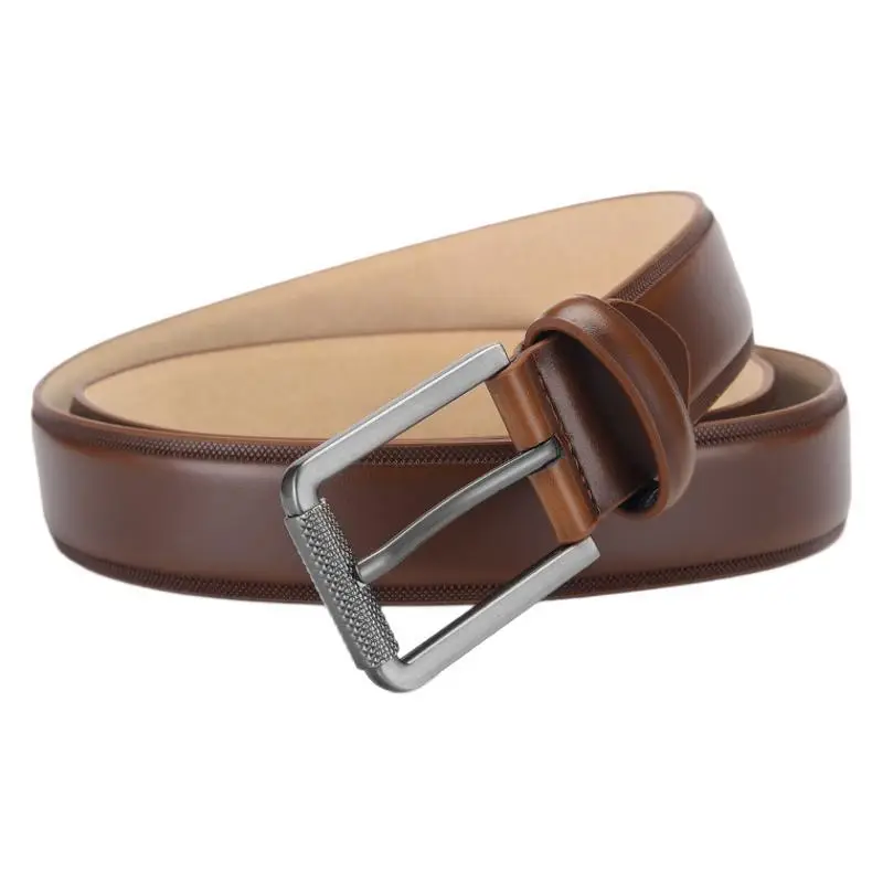 Men's Brown Genuine Leather Pin Buckle Belt - Image 9