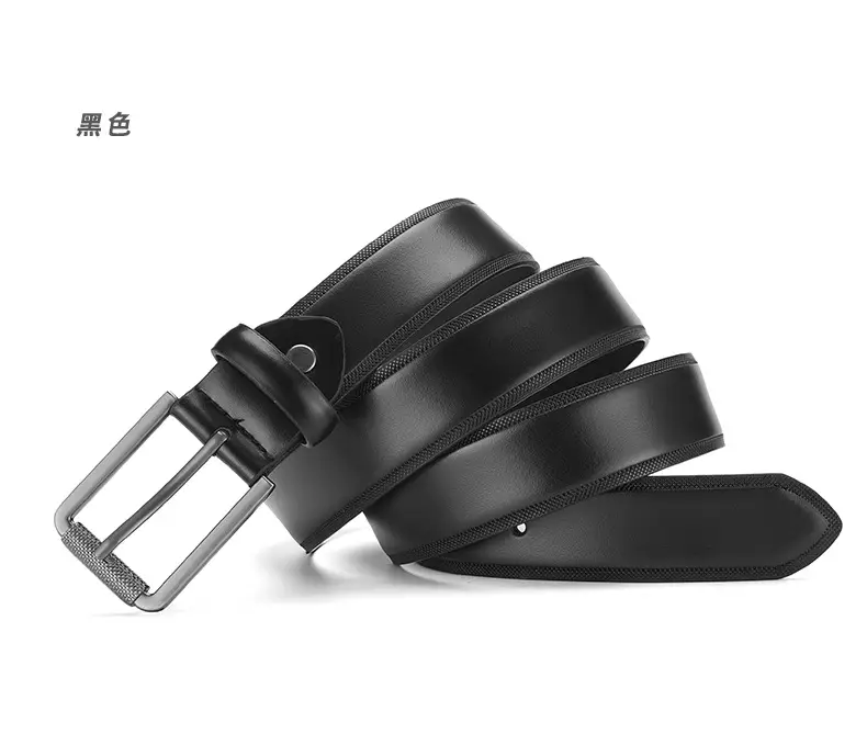 Men's Brown Genuine Leather Pin Buckle Belt — feature 2