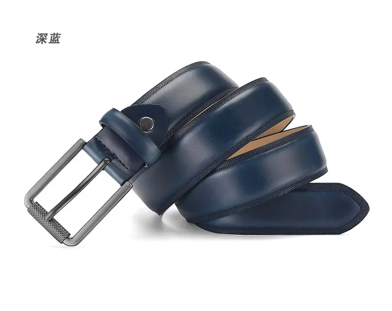 Men's Brown Genuine Leather Pin Buckle Belt — feature 4