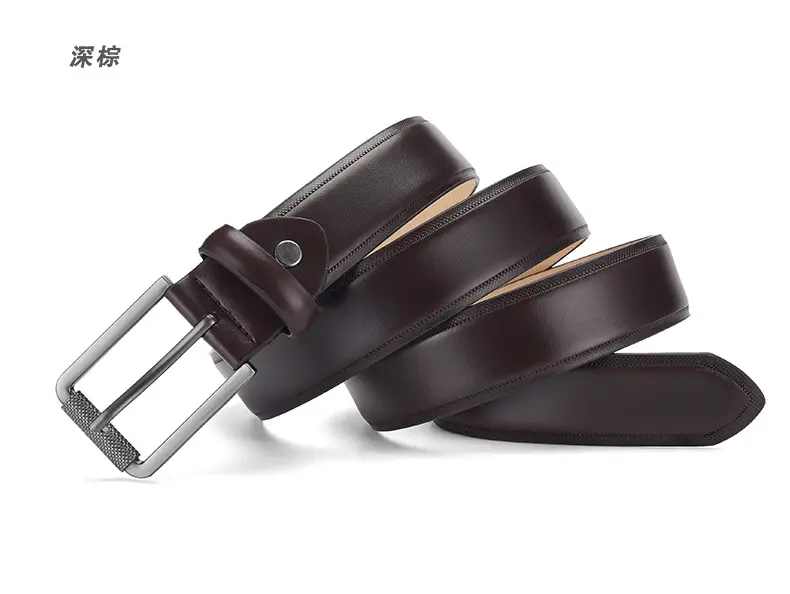 Men's Brown Genuine Leather Pin Buckle Belt — feature 6