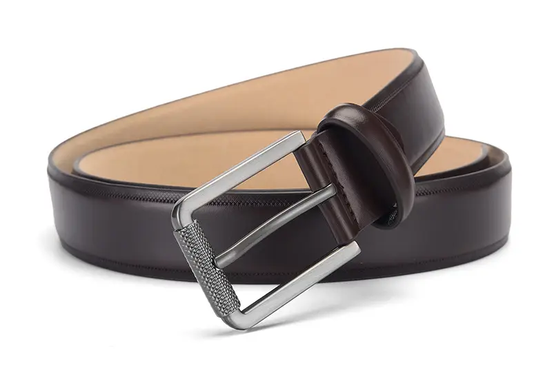 Men's Brown Genuine Leather Pin Buckle Belt — feature 7