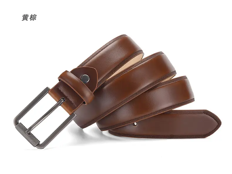 Men's Brown Genuine Leather Pin Buckle Belt — feature 8