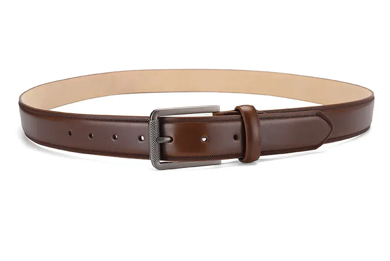 Men's Brown Genuine Leather Pin Buckle Belt — feature 9