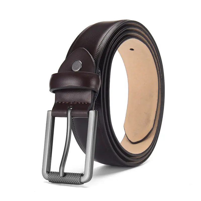 Men's Brown Genuine Leather Pin Buckle Belt - Image 3